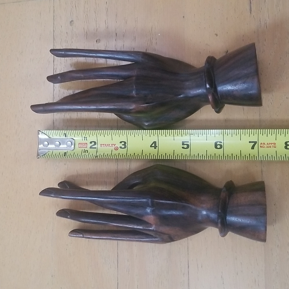 Bali Indonesia Buddha Mudra Hand Carved Coromandel Wood Hands - Picture 15 of 15